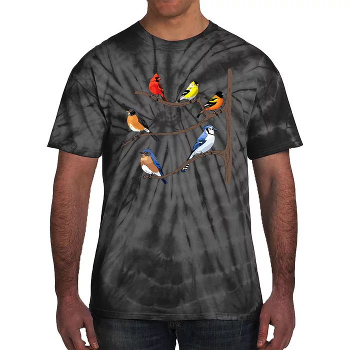 Birds On A Branch Birding Birdwatching Birder Bird Watcher Tie-Dye T-Shirt