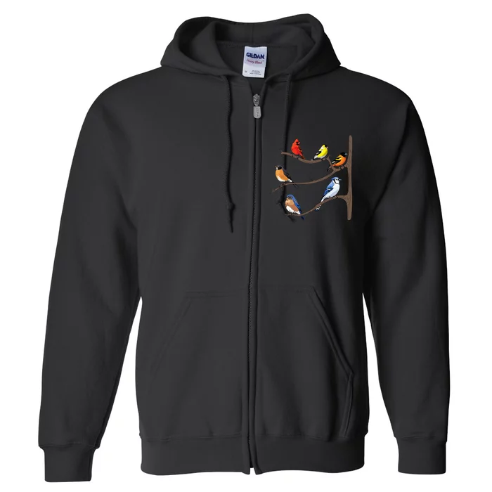 Birds On A Branch Birding Birdwatching Birder Bird Watcher Full Zip Hoodie