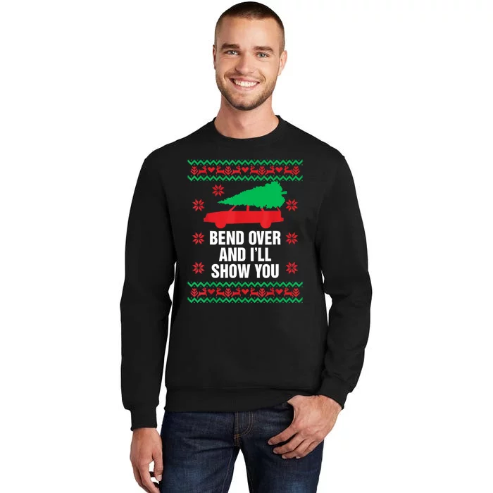 Bend Over And ILl Show You Christmas Couple Matching Family Tall Sweatshirt