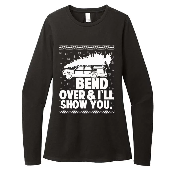 Bend Over And Ill Show You Funny Merry Christmas Tree Womens CVC Long Sleeve Shirt