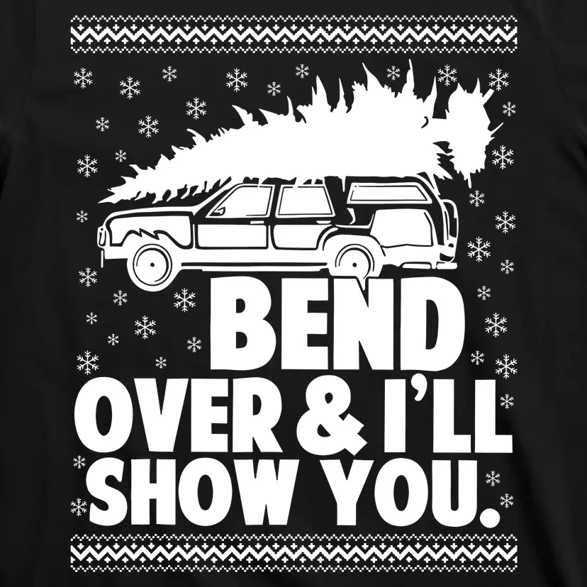 Bend Over And Ill Show You Funny Merry Christmas Tree Women T-Shirt