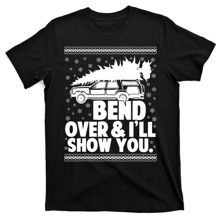 Bend Over And Ill Show You Funny Merry Christmas Tree Women T-Shirt