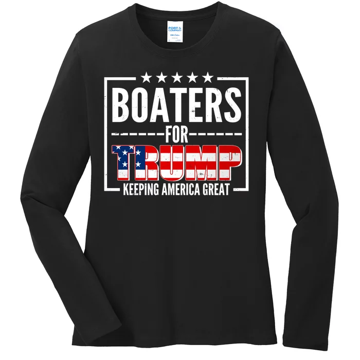 Boaters For Trump Keeping American Great Ladies Long Sleeve Shirt