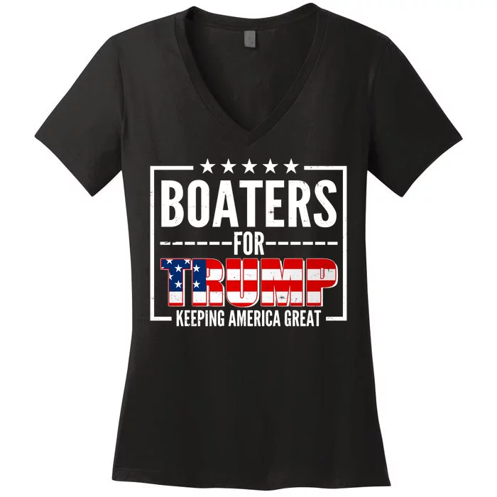 Boaters For Trump Keeping American Great Women's V-Neck T-Shirt