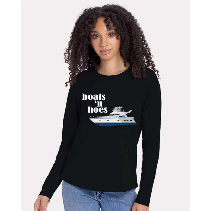 Boats N Hoes Funny Boating Womens Cotton Relaxed Long Sleeve T-Shirt