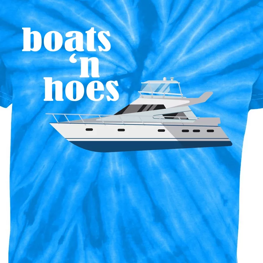 Boats N Hoes Funny Boating Kids Tie-Dye T-Shirt