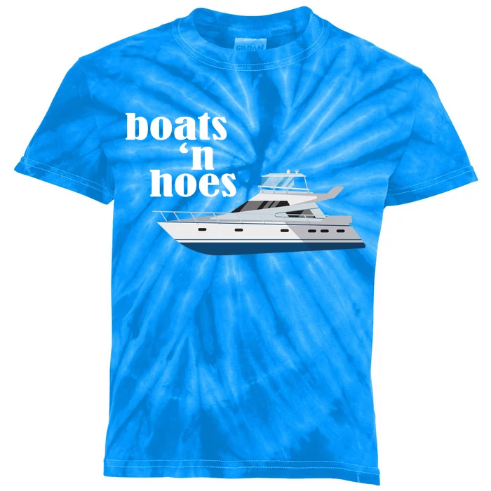 Boats N Hoes Funny Boating Kids Tie-Dye T-Shirt