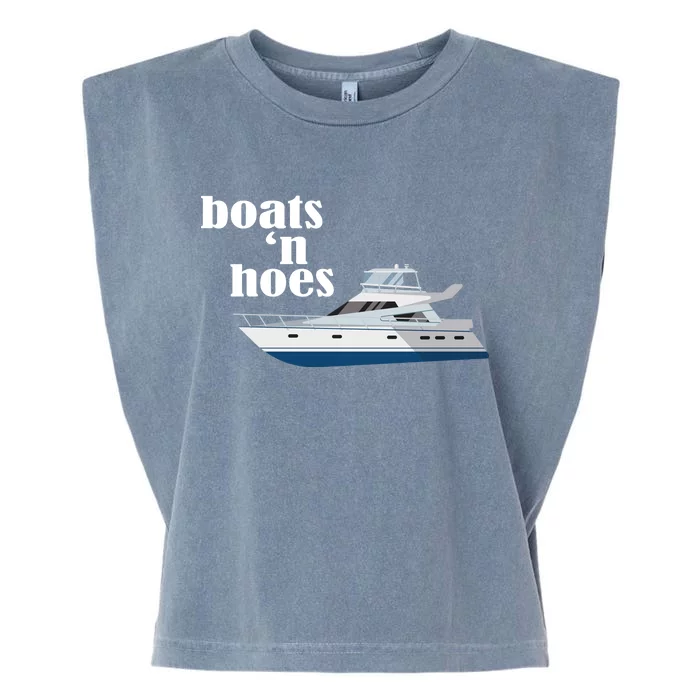 Boats N Hoes Funny Boating Garment-Dyed Women's Muscle Tee