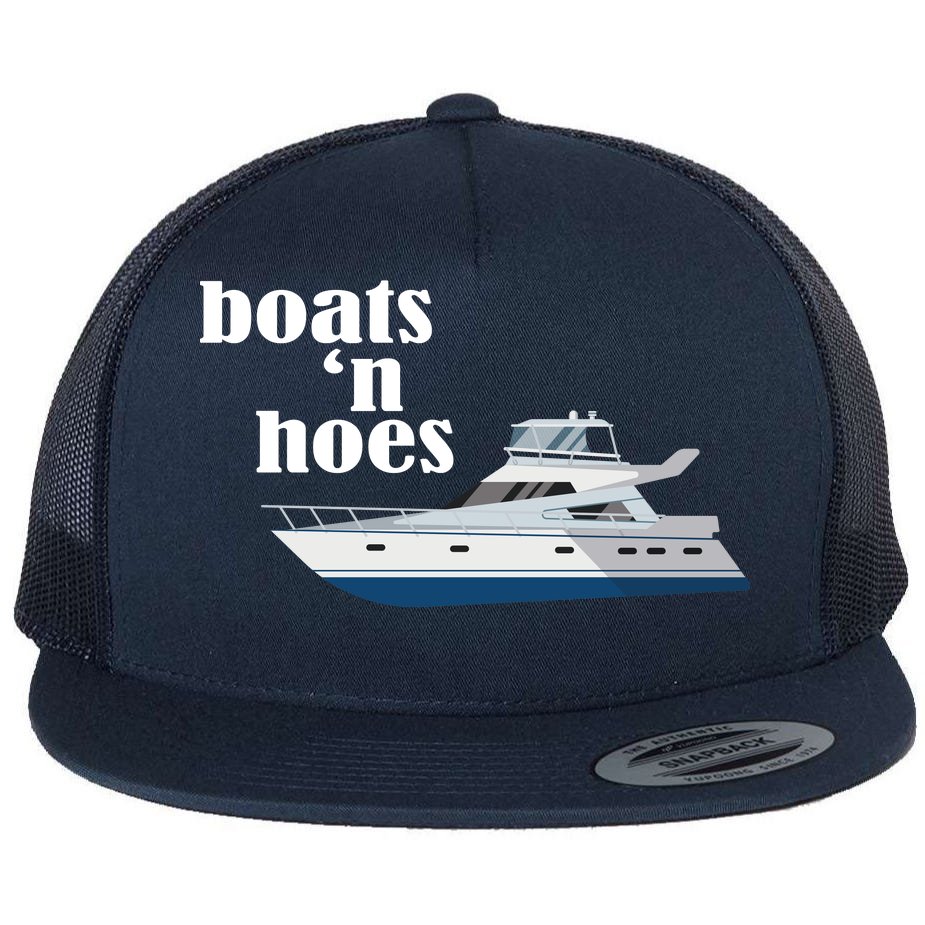 Boats N Hoes Funny Boating Flat Bill Trucker Hat