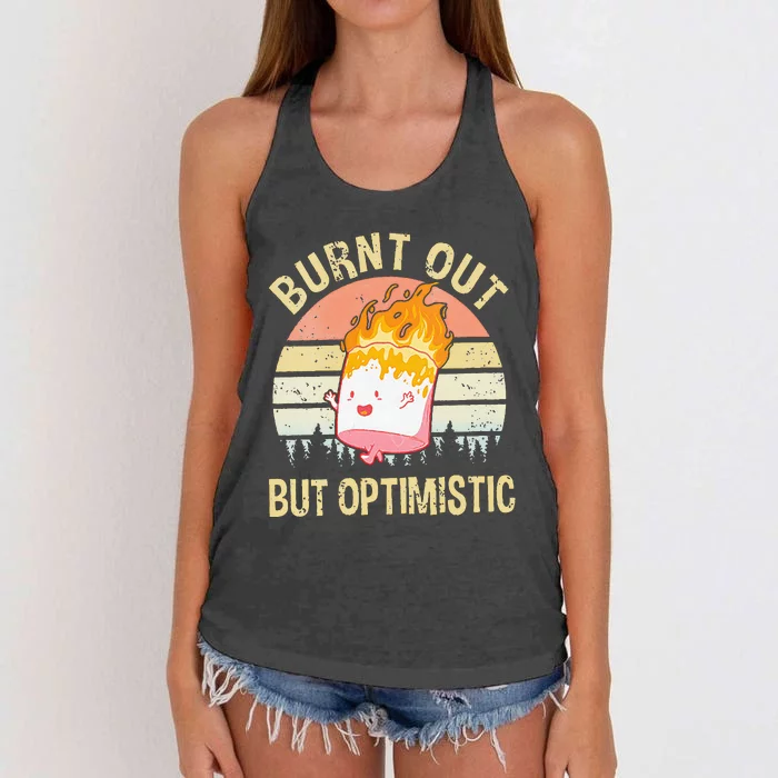 Burnt Out But Optimistic Retro Vintage Sunset Women's Knotted Racerback Tank