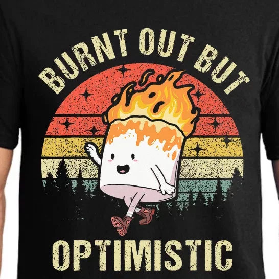 Burnt Out But Optimistic Funny Marshmallow For Camping Retro Pajama Set