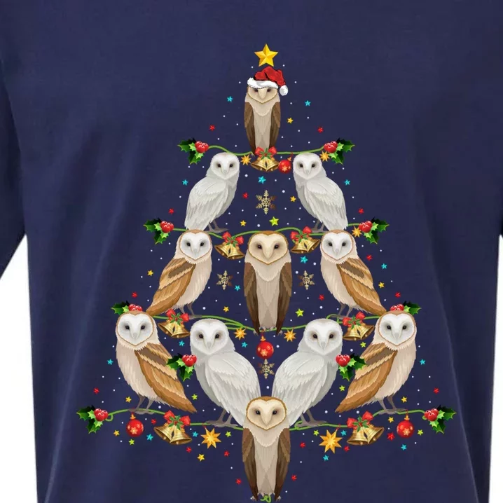 Barn Owl Bird Christmas Tree Gift Funny Christmas Barn Owl Gift Sueded Cloud Jersey T-Shirt