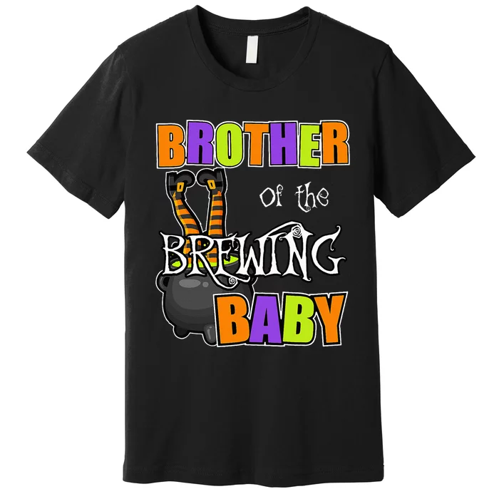 Brother Of Brewing Baby Halloween Theme Baby Shower Spooky Premium T-Shirt