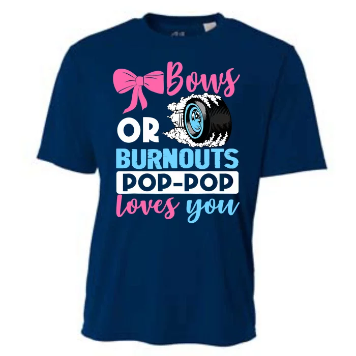 Burnouts or Bows Pop Pop loves you Gender Reveal party Baby Cooling Performance Crew T-Shirt