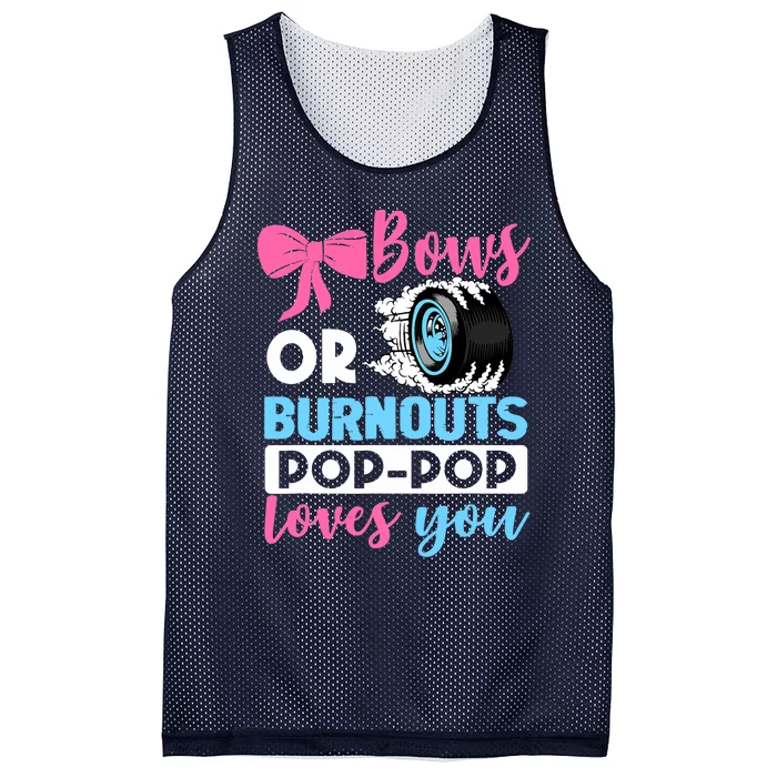 Burnouts or Bows Pop Pop loves you Gender Reveal party Baby Mesh Reversible Basketball Jersey Tank