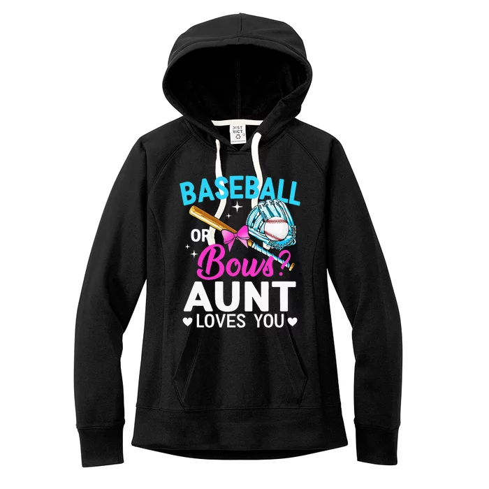 Baseball Or Bows Aunt Loves You Gender Reveal Women's Fleece Hoodie