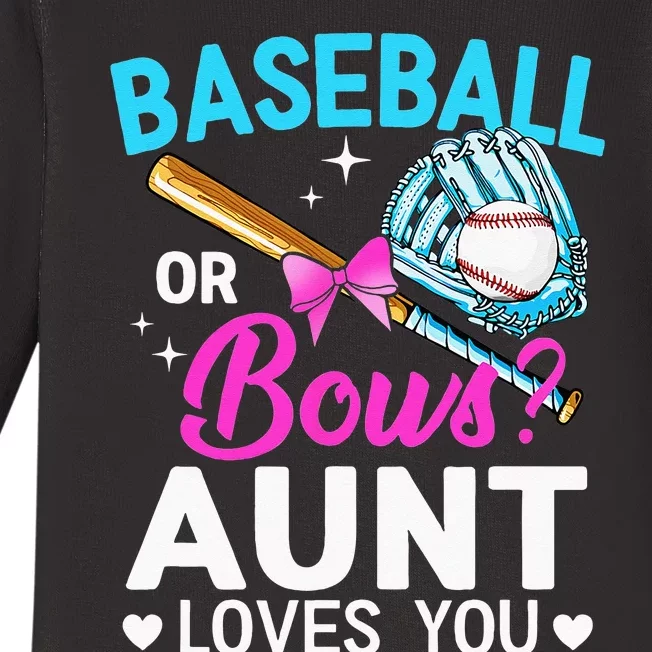 Baseball Or Bows Aunt Loves You Gender Reveal Baby Long Sleeve Bodysuit