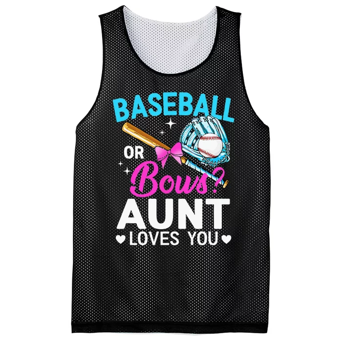 Baseball Or Bows Aunt Loves You Gender Reveal Mesh Reversible Basketball Jersey Tank