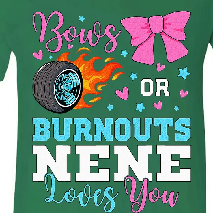 Burnouts Or Bows Nene Loves You Gender Reveal Party Baby V-Neck T-Shirt