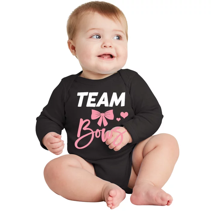 Burnouts Or Bows Team Boy Team Girl Gender Reveal Baby Long Sleeve Bodysuit