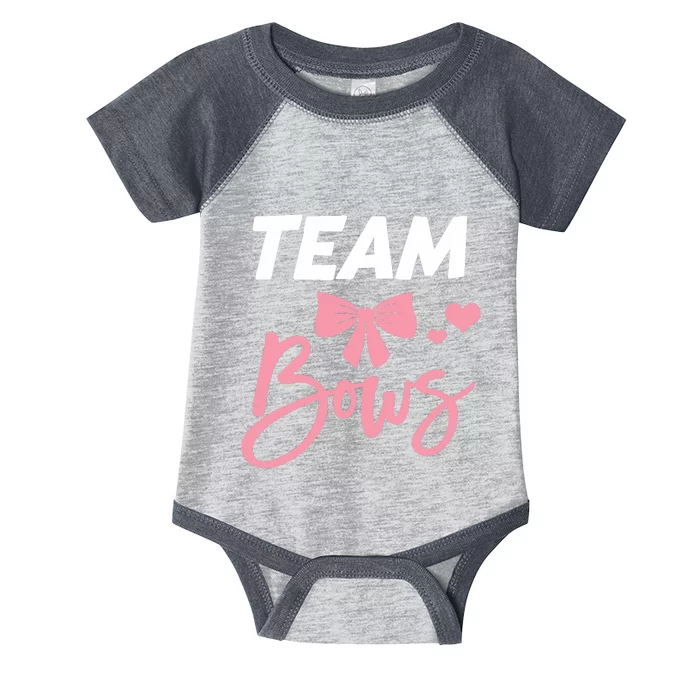 Burnouts Or Bows Team Boy Team Girl Gender Reveal Infant Baby Jersey Bodysuit