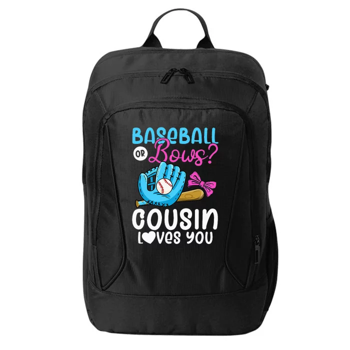 Baseball Or Bows Cousin Loves You Pink or Blue Gender Reveal City Backpack