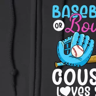 Baseball Or Bows Cousin Loves You Pink or Blue Gender Reveal Full Zip Hoodie