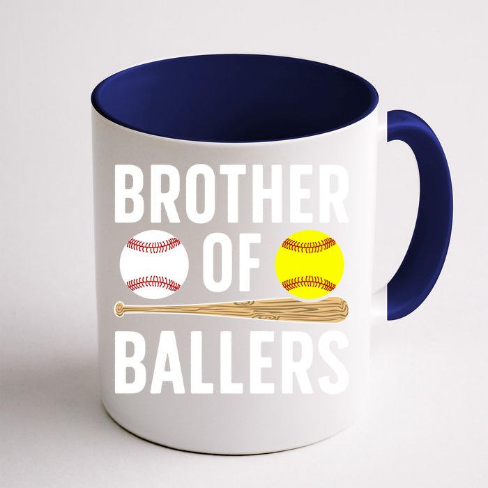 Brother Of Ballers Softball Baseball Brother Gift Front & Back Coffee Mug