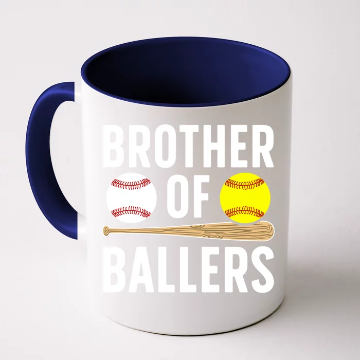 Brother Of Ballers Softball Baseball Brother Gift Front & Back Coffee Mug