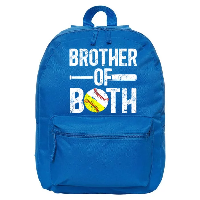 Brother Of Both Softball Baseball Brother Gift 16 in Basic Backpack