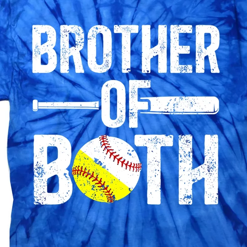 Brother Of Both Softball Baseball Brother Gift Tie-Dye T-Shirt