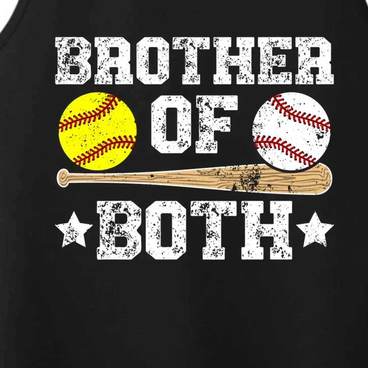 Brother Of Both Softball Baseball Brother Meaningful Gift Performance Tank