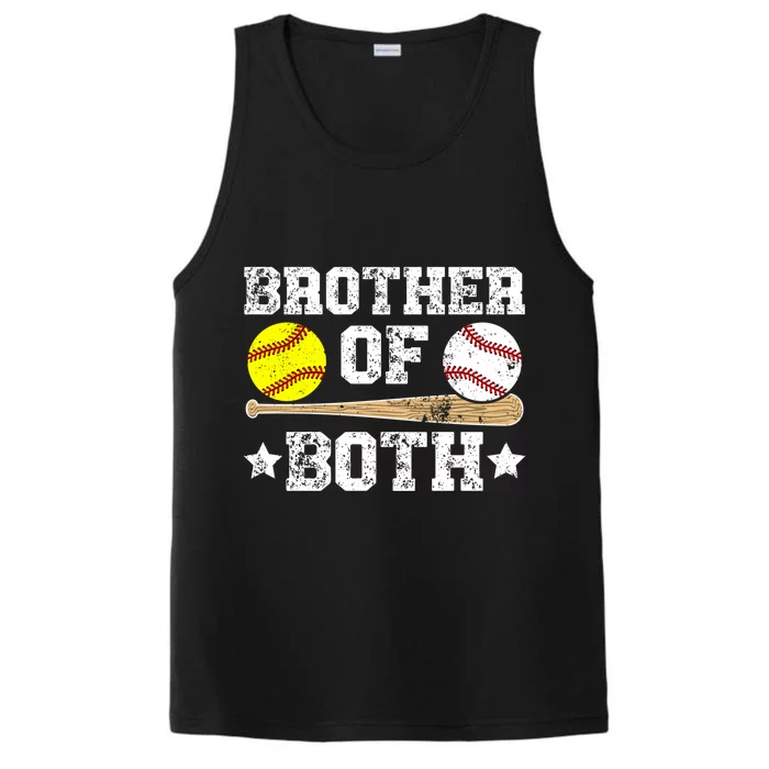 Brother Of Both Softball Baseball Brother Meaningful Gift Performance Tank