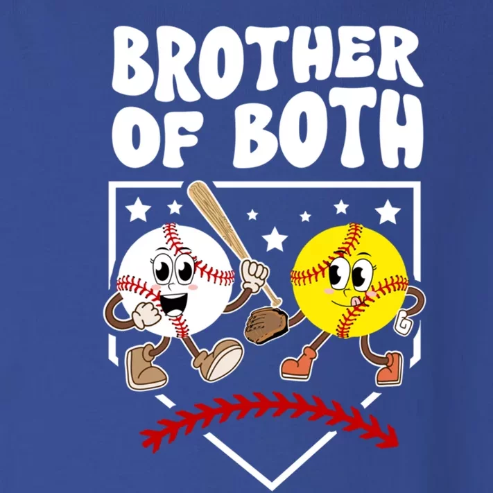 Brother Of Both Groovy Softball Baseball Brother Gift Toddler Long Sleeve Shirt