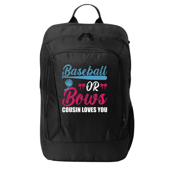 Baseball Or Bows Cousin Loves You Funny Gender Reveal Kids City Backpack