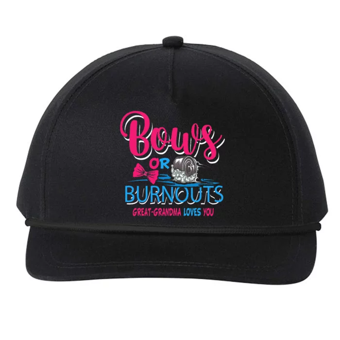 Burnouts Or Bows Gender Reveal Baby Great Grandma Snapback Five-Panel Rope Hat