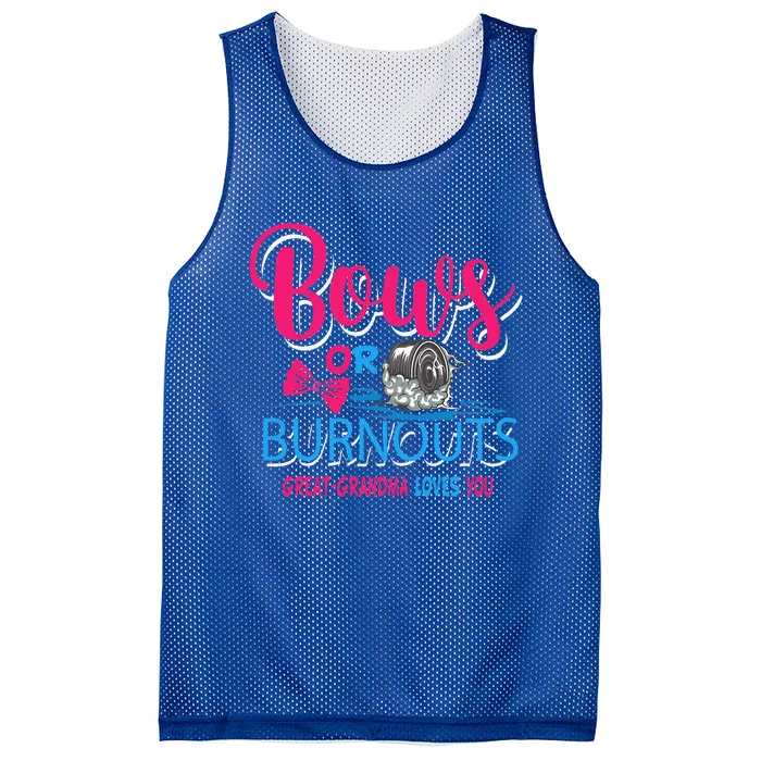 Burnouts Or Bows Gender Reveal Baby Great Grandma Mesh Reversible Basketball Jersey Tank