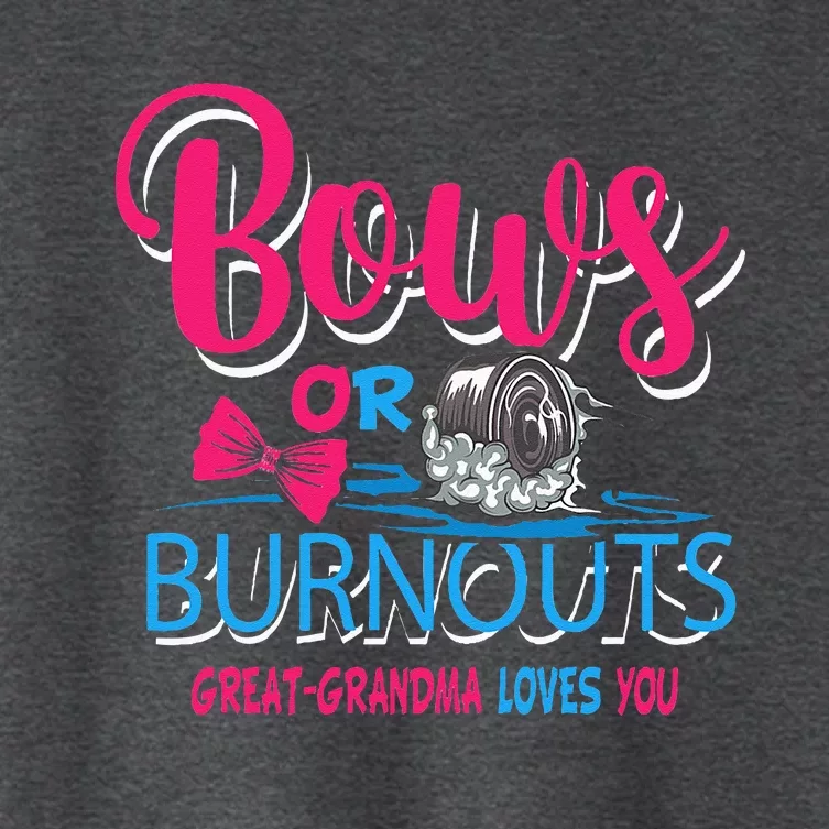 Burnouts Or Bows Gender Reveal Baby Great Grandma Women's Crop Top Tee