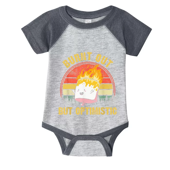 Burnt Out But Optimistic Cute Marshmallow For Camping Infant Baby Jersey Bodysuit