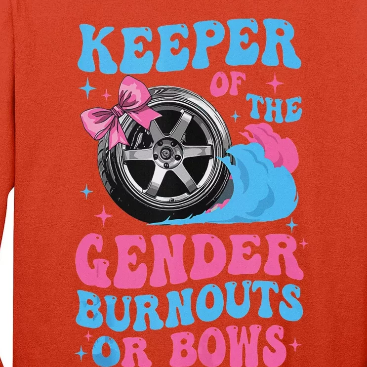 Burnouts Or Bows Funny Gender Reveal Party Fun Tall Long Sleeve T-Shirt