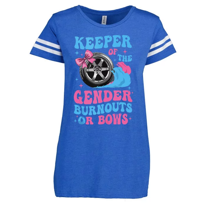 Burnouts Or Bows Funny Gender Reveal Party Fun Enza Ladies Jersey Football T-Shirt