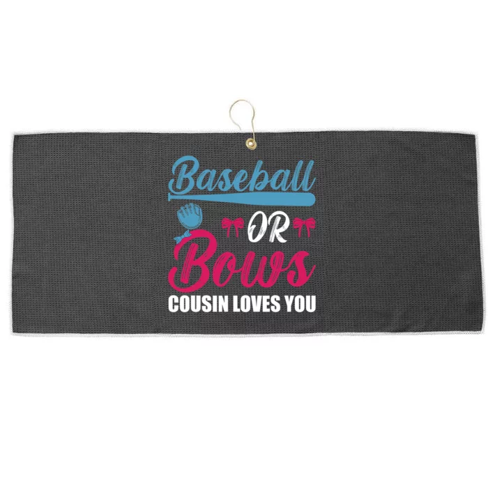 Baseball Or Bows Cousin Loves You Funny Gender Reveal Kids Large Microfiber Waffle Golf Towel