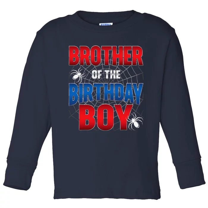 Brother Of Birthday Boy Costume Spider Web Birthday Party Toddler Long Sleeve Shirt