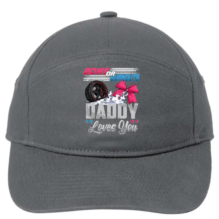 Burnouts Or Bows Gender Reveal Party Announcement Daddy 7-Panel Snapback Hat