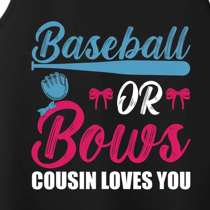 Baseball Or Bows Cousin Loves You Funny Gender Reveal Performance Tank