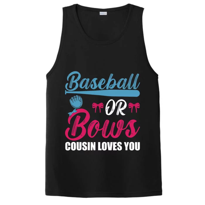 Baseball Or Bows Cousin Loves You Funny Gender Reveal Performance Tank