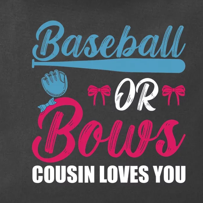 Baseball Or Bows Cousin Loves You Funny Gender Reveal Zip Tote Bag