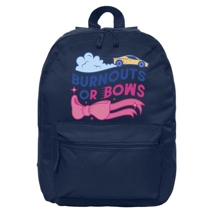 Burnouts Or Bows Gender Reveal 16 in Basic Backpack