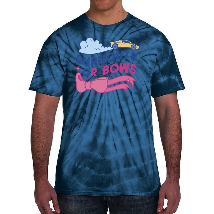 Burnouts Or Bows Gender Reveal Tie-Dye T-Shirt