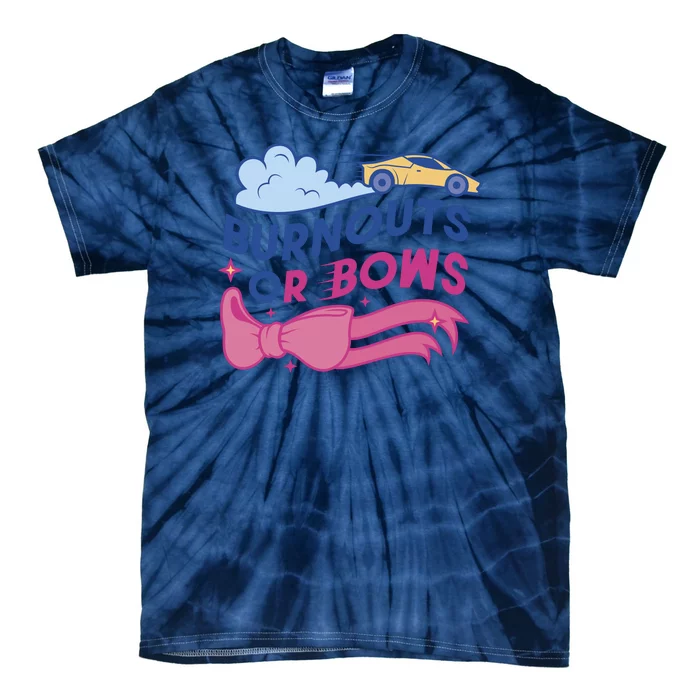 Burnouts Or Bows Gender Reveal Tie-Dye T-Shirt